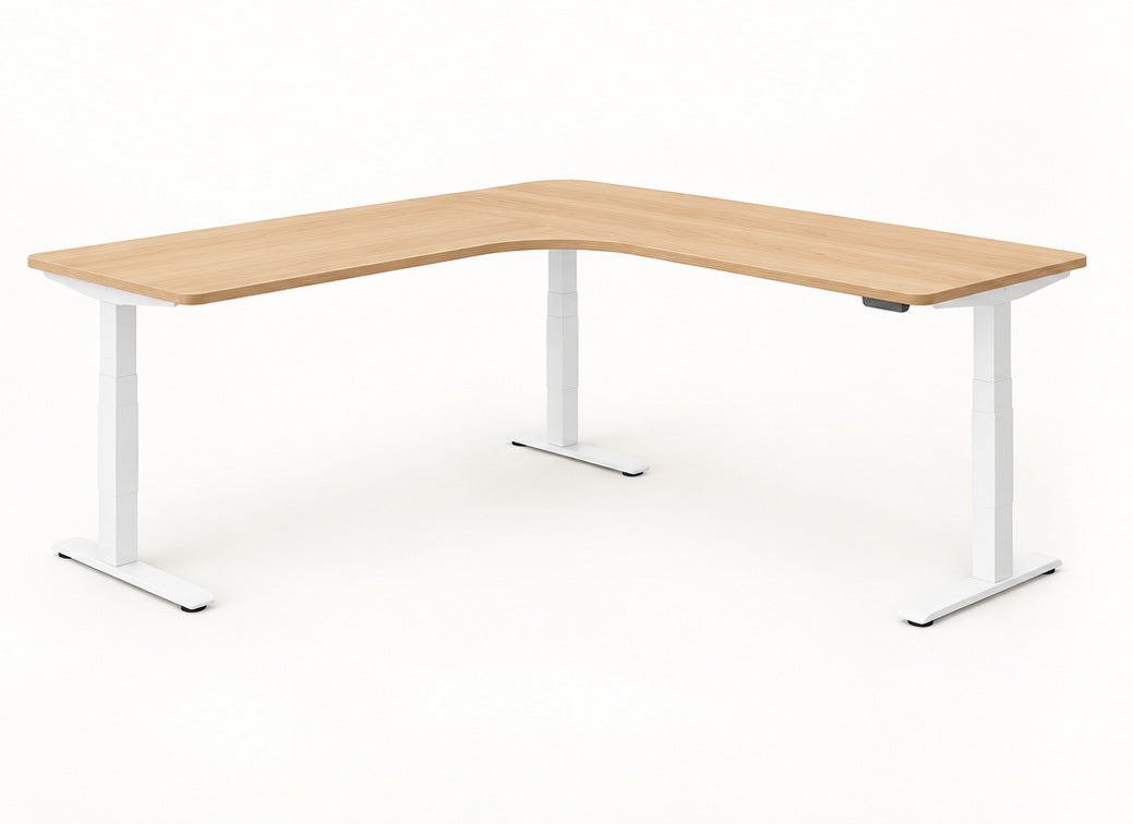 Ergoflow Axis Light Oak Corner Standing Desk