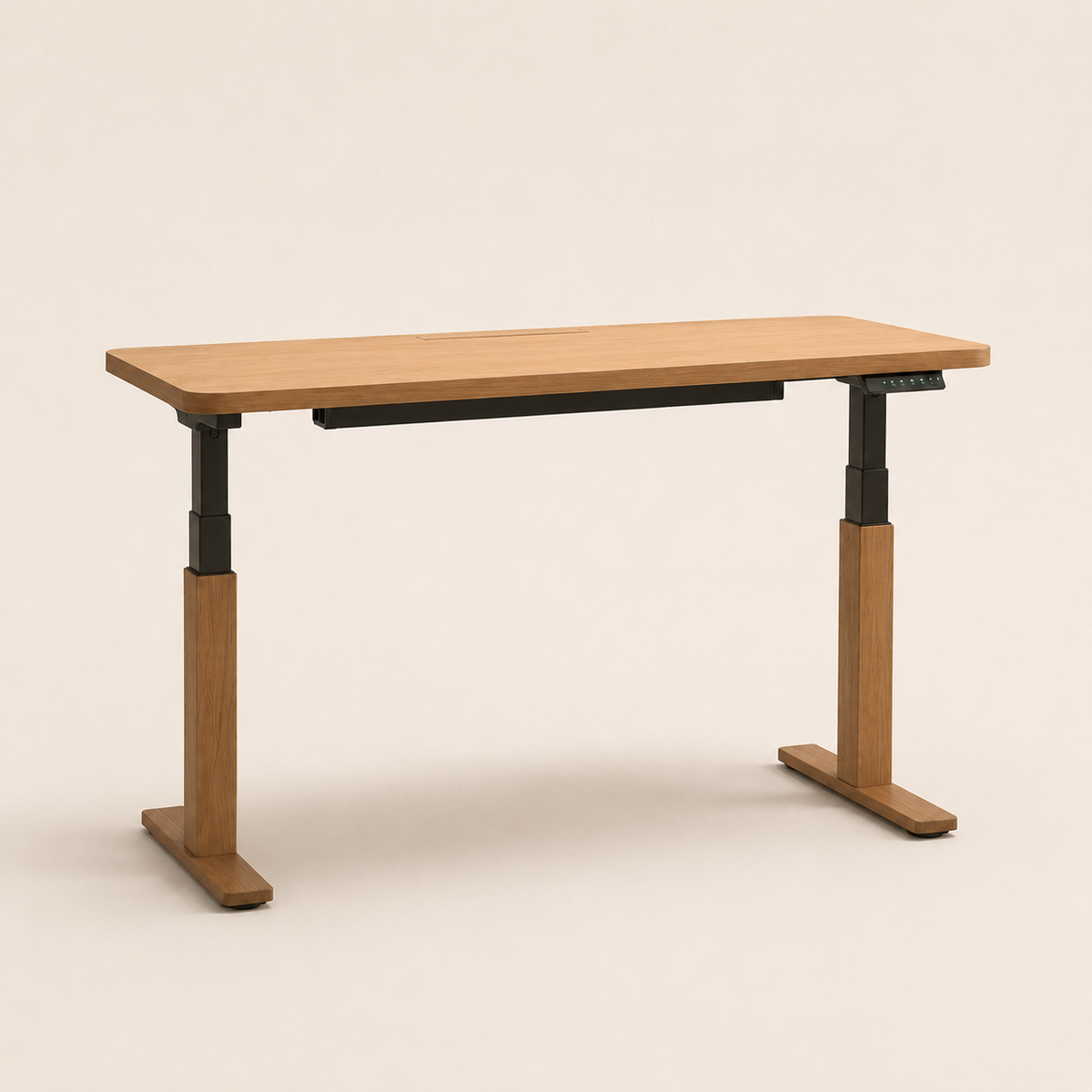Height-Adjustable Oak Desk